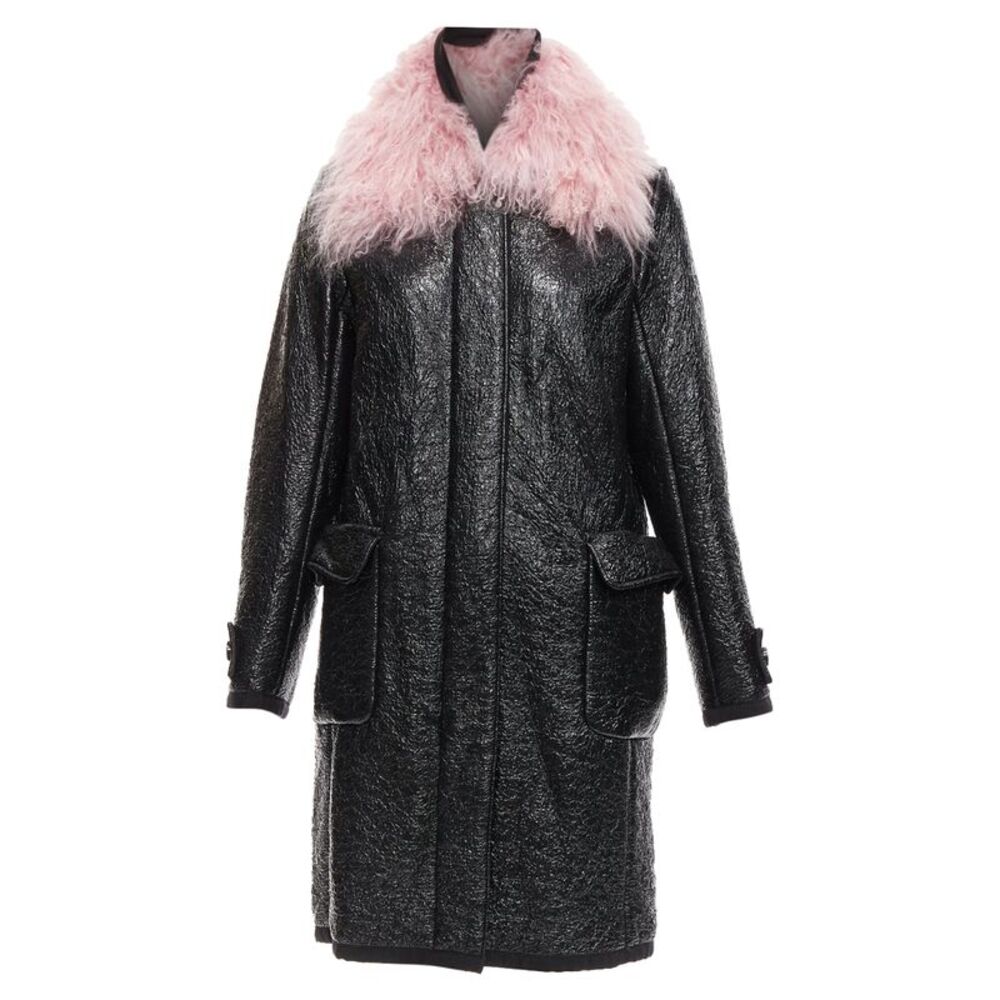 Moncler Lamb Fur Wool Blend Coat